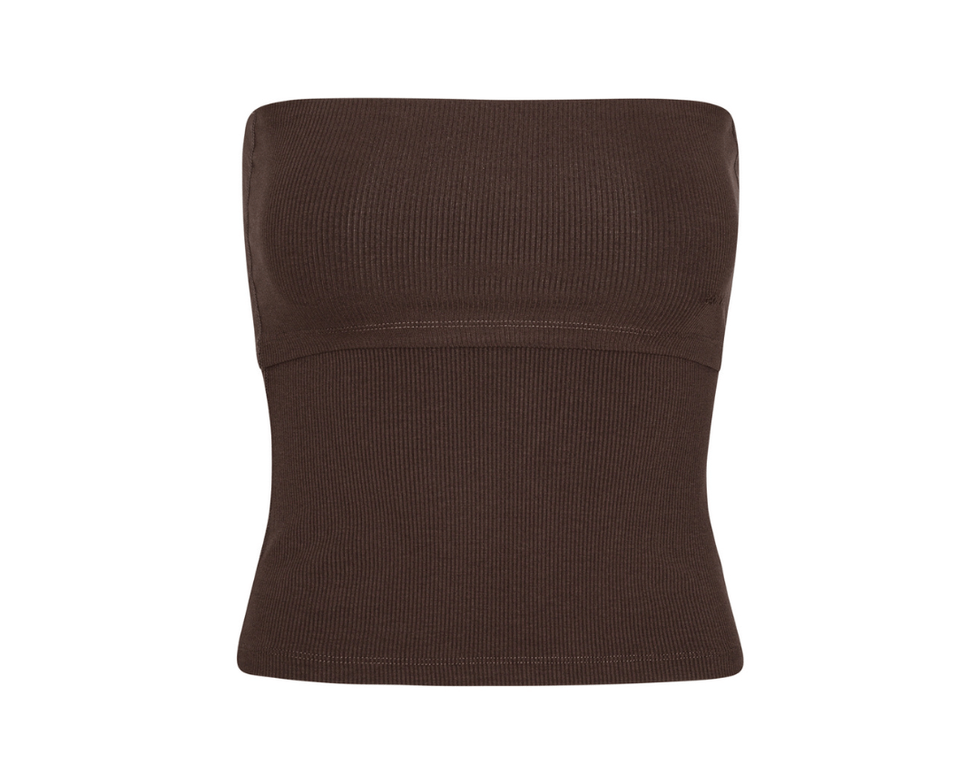 Exercere Tops Rib Tube Top - Pecan Brown