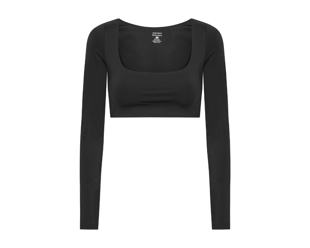 Exercere Blouses Cropped Long Sleeve - Black