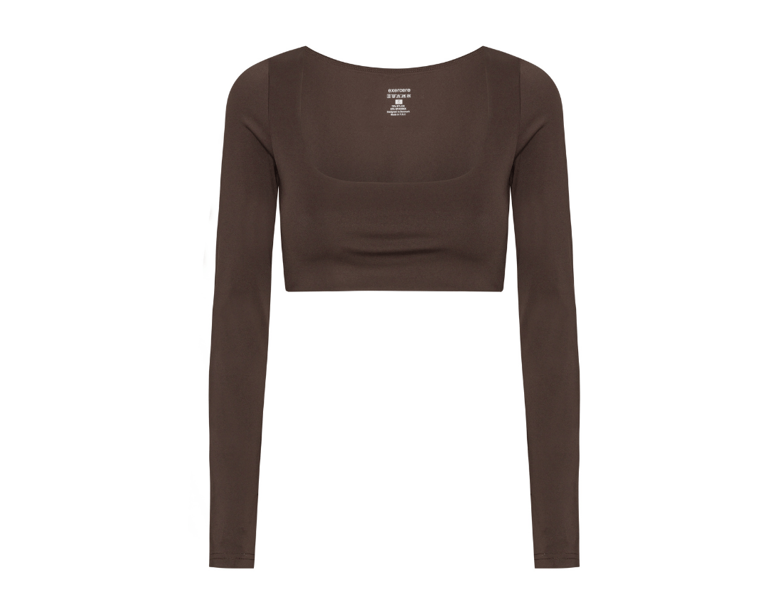 Exercere Blouses Cropped Long Sleeve - Pecan Brown